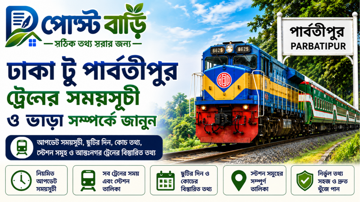 ঢাকা টু পার্বতীপুর ট্রেনের সময়সূচী ও ভাড়া ২০২৬