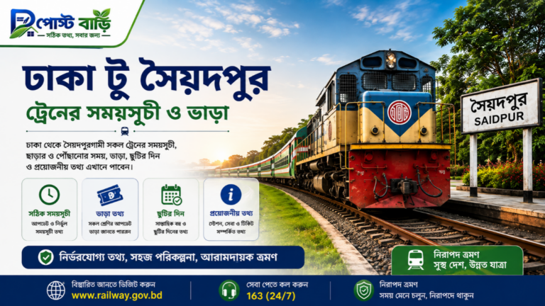 ঢাকা টু সৈয়দপুর ট্রেনের সময়সূচী ভাড়া ২০২৬