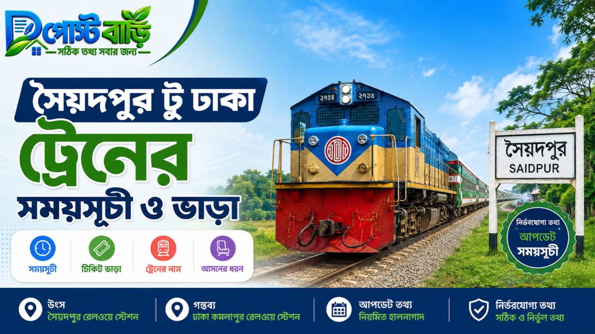 সৈয়দপুর টু ঢাকা ট্রেনের সময়সূচী ও ভাড়া ২০২৬